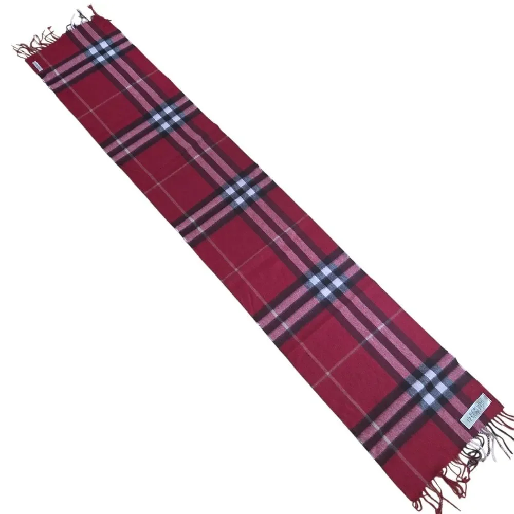 Burberry Cashmere Scarf NEW Parade Red Check Animal Print Giant Check ITALY